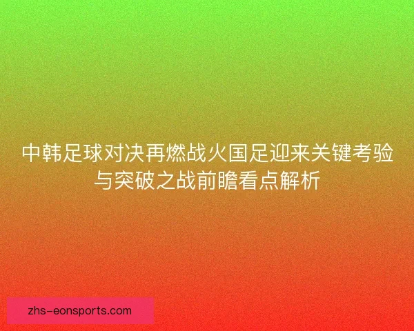 中韩足球对决再燃战火国足迎来关键考验与突破之战前瞻看点解析