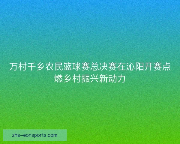 万村千乡农民篮球赛总决赛在沁阳开赛点燃乡村振兴新动力